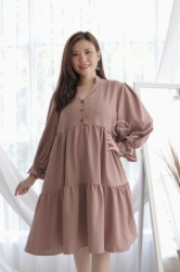 MAMA HAMIL Ruffle Dress Wanita Busui Polos Lengan Panjang Balon Cantik Modis BUSUI Murah MONIQ DRO 1019 7  large